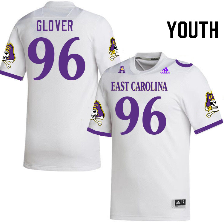 Youth #96 Britt Glover ECU Pirates College Football Jerseys Stitched-White